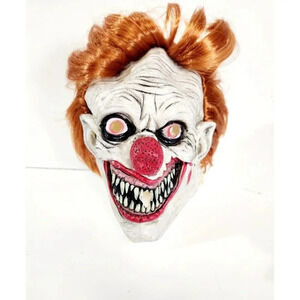 Halloween Demonic IT Clown Mask With Orange Hair Spooky Rubber Authentic